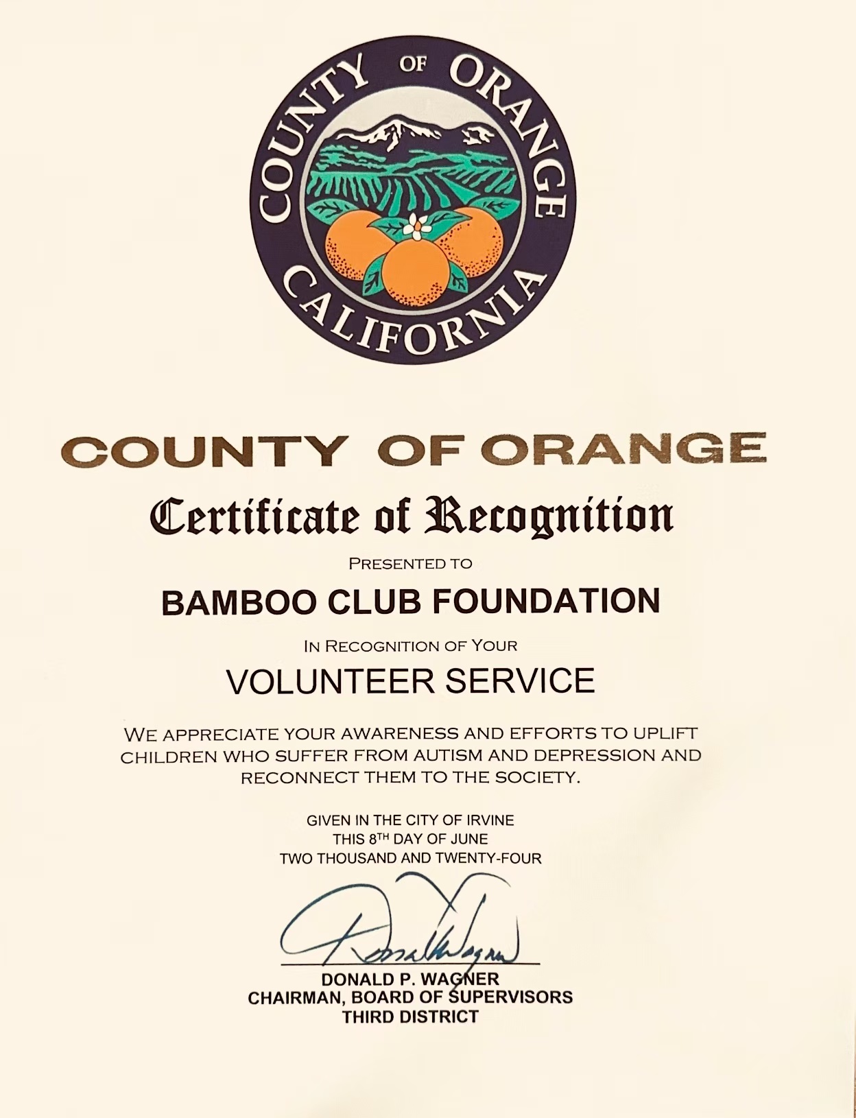 2024 Award from Orange County